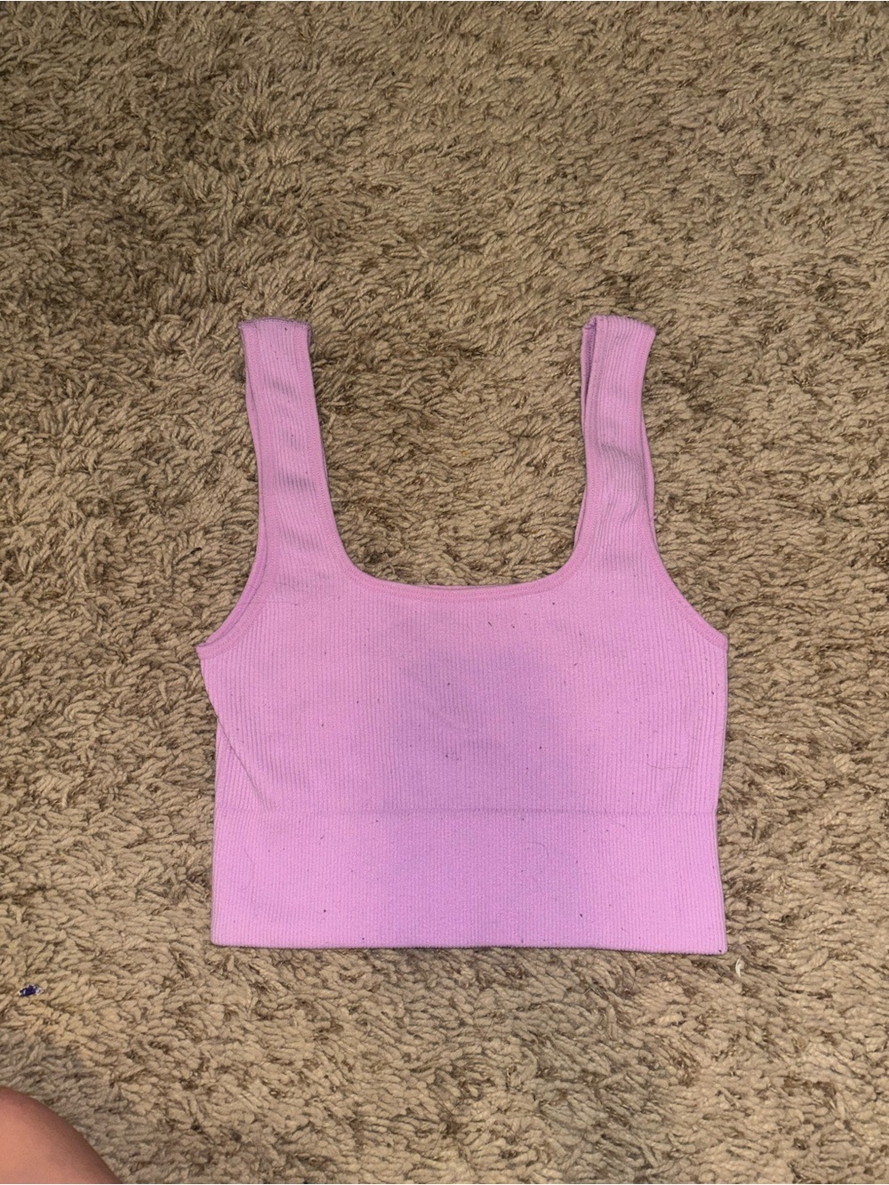 Ribbed Scoop Crop Tank Top in Lavender